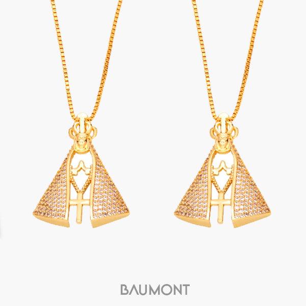 Colar Nossa Senhora Aparecida com Manto Revestido ✨ (COMPRE 1 LEVE 2)