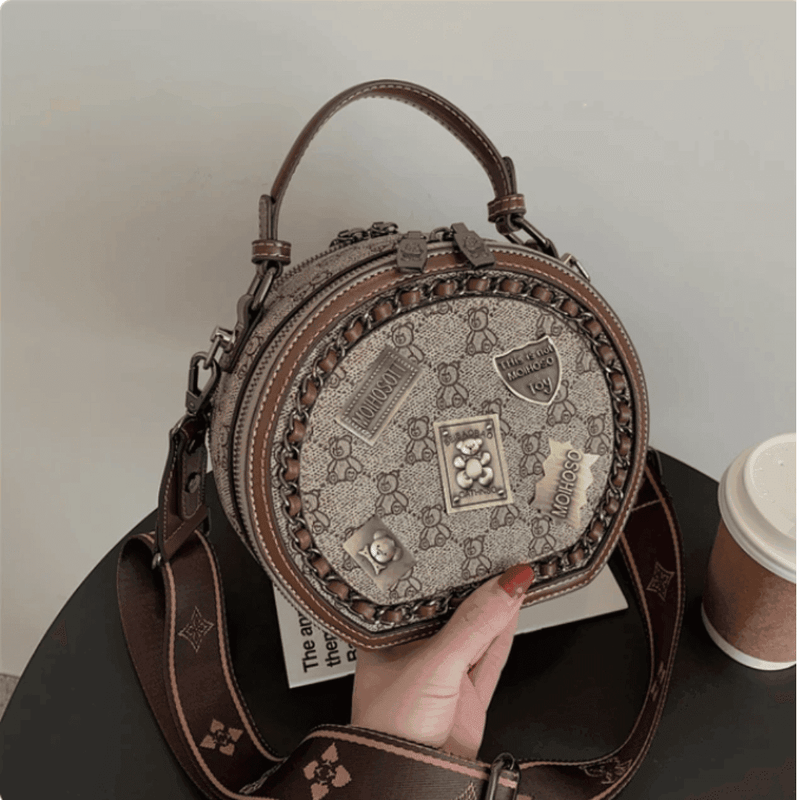 Bolsa de Couro Redonda Vintage
