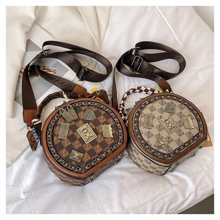 Bolsa de Couro Redonda Vintage