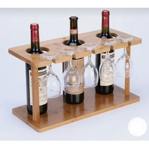 Porta Vinhos Taças Mini Adega Bancada Capacidade 3 garrafas