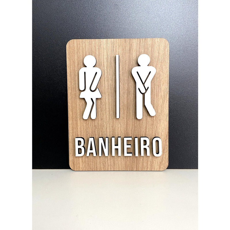 Placa de sinalizaçãoToilet Sanitários Banheiros Unissex, Masculino e Feminino - Rest, bares, clínica
