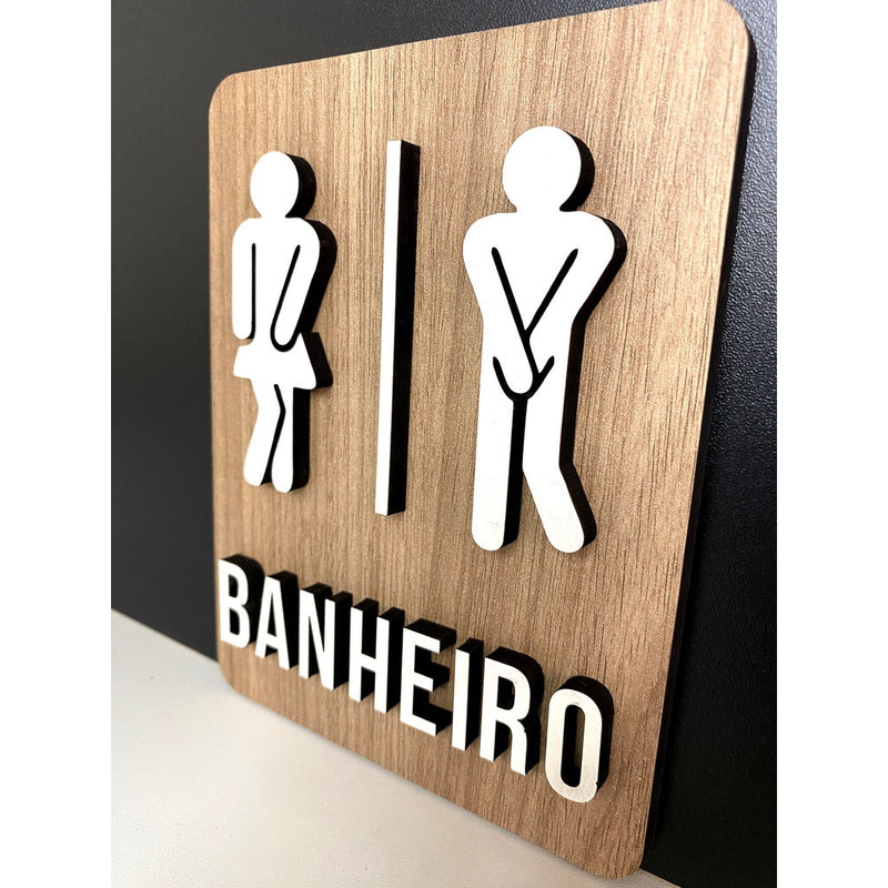 Placa de sinalizaçãoToilet Sanitários Banheiros Unissex, Masculino e Feminino - Rest, bares, clínica