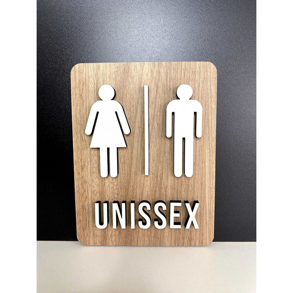Placa de sinalizaçãoToilet Sanitários Banheiros Unissex, Masculino e Feminino - Rest, bares, clínica