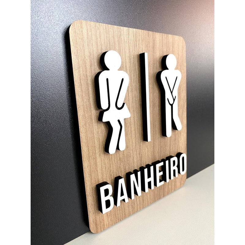 Placa de sinalizaçãoToilet Sanitários Banheiros Unissex, Masculino e Feminino - Rest, bares, clínica