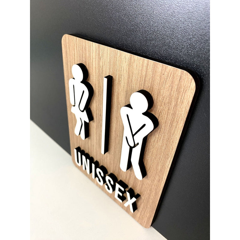 Placa de sinalizaçãoToilet Sanitários Banheiros Unissex, Masculino e Feminino - Rest, bares, clínica