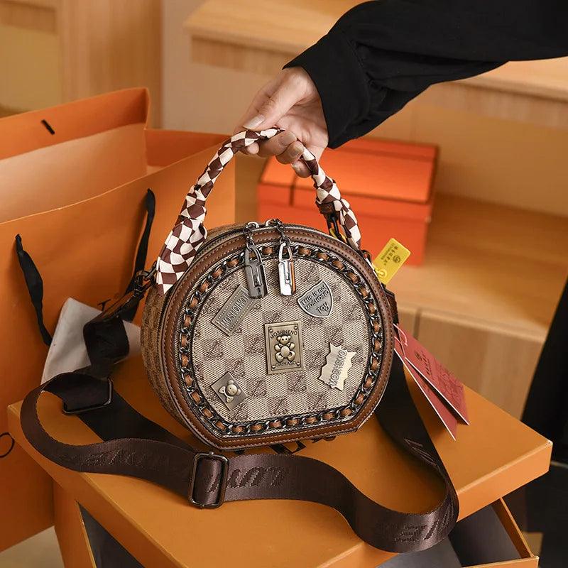 Bolsa de Couro Redonda Vintage