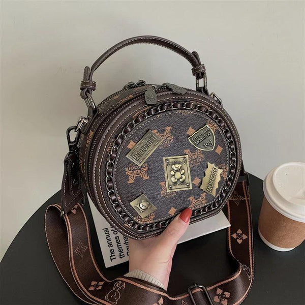 Bolsa de Couro Redonda Vintage