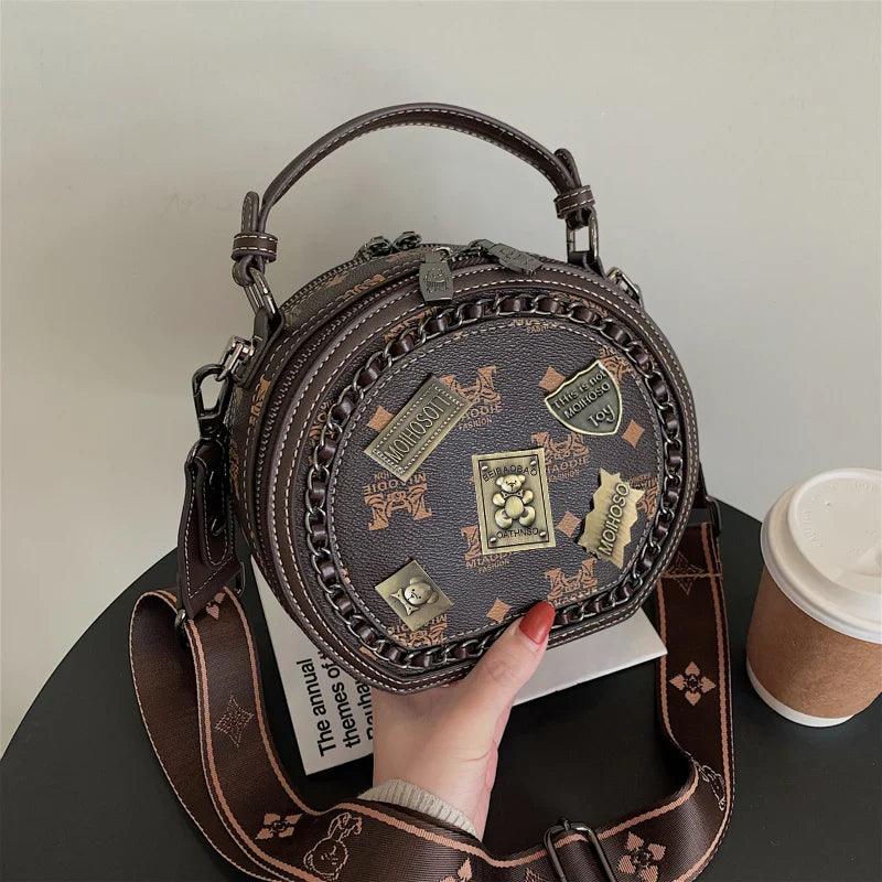 Bolsa de Couro Redonda Vintage